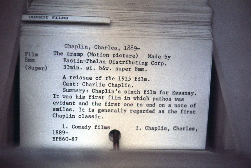 catalog card for Charlie Chaplin film