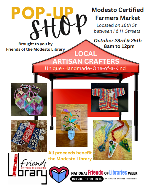 This is a flyer showing pictures of items that will be on sale at the pop-up gift shop. Text on flyer is the same as text beside graphic. Clicking on it will display a larger image.