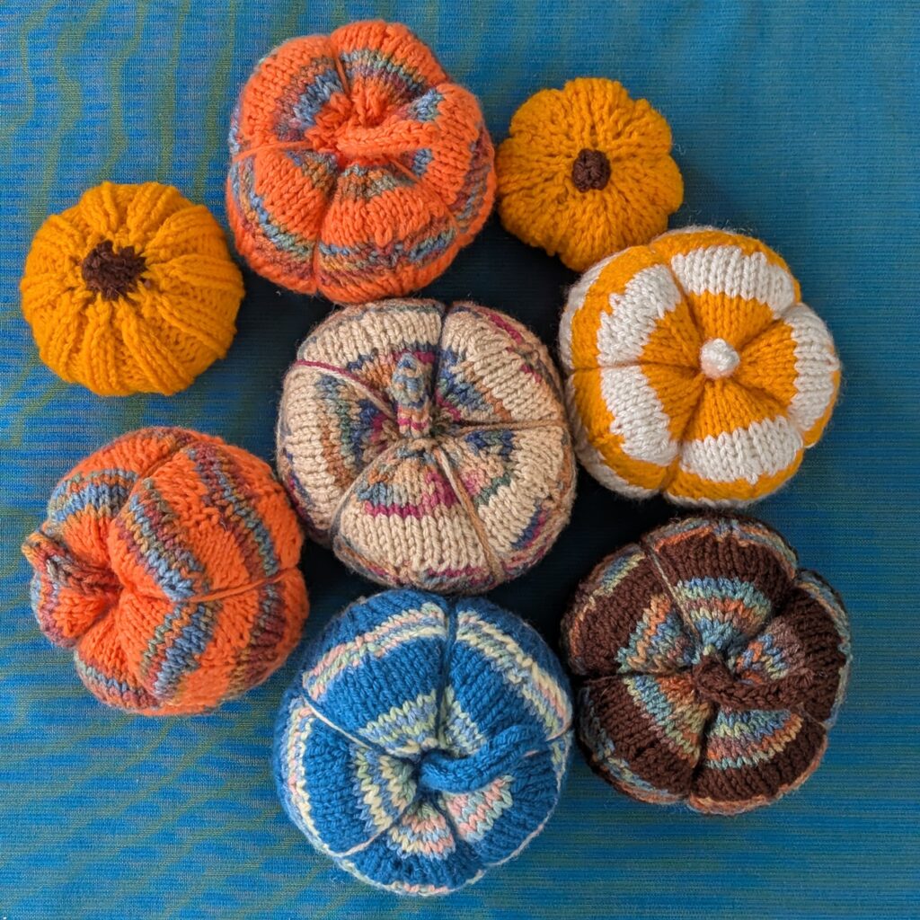 These are some of the knitted pumpkins.