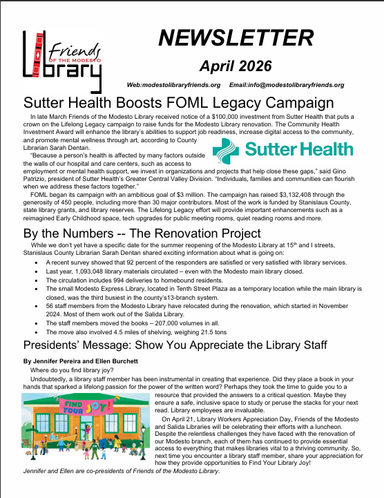 Image of April 2026 newsletter page 1